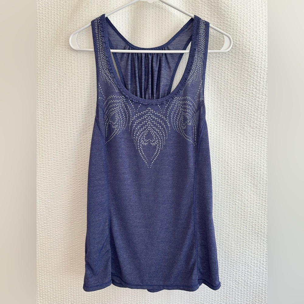 LULULEMON Run Silver Bullet Tank Top Size 4 Purple Reflective Running Racerback